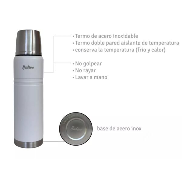 HUDSON TERMO ACERO 1 LITRO "BLANCO" - Imagen 3